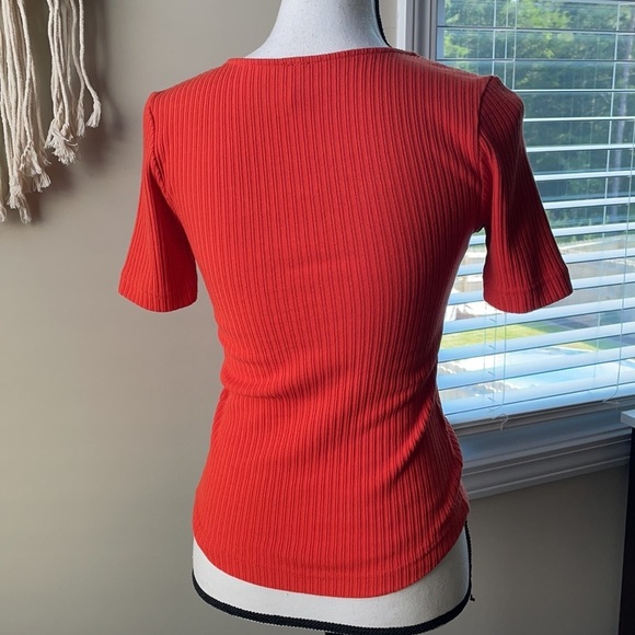 Free People Orange Lace-Up Blouse - Picture 4 of 5